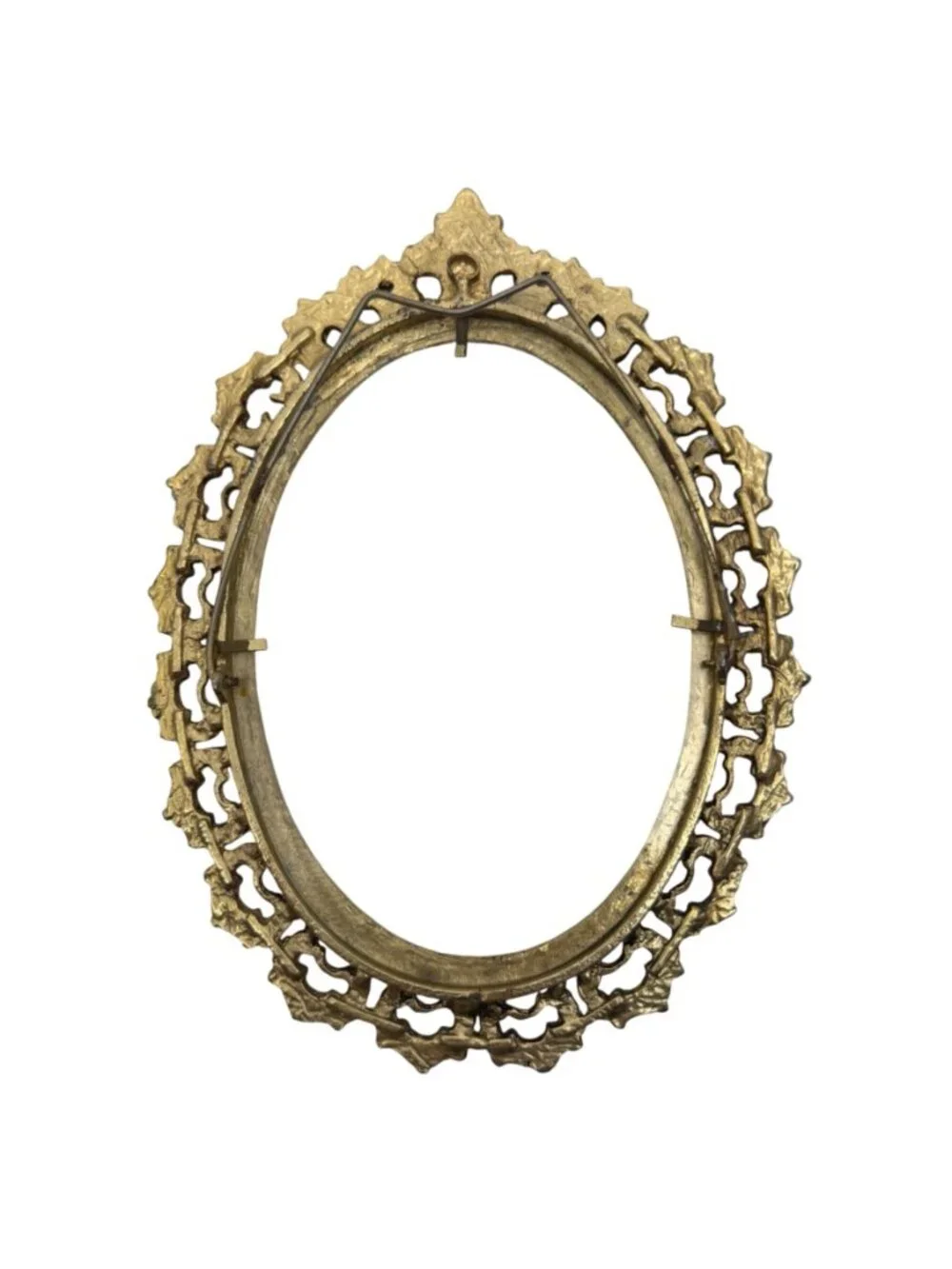 Ornate Art Nouveau Vintage Gold-Tone Oval Picture Frame With Filigree Design